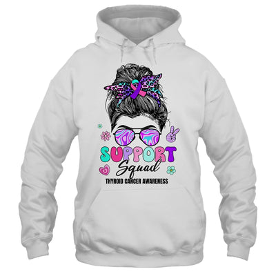 Support Squad Messy Bun Thyroid Cancer Awareness Groovy Shirt & Hoodie | siriusteestore