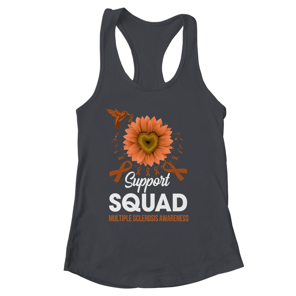 Support Squad Multiple Sclerosis Awareness Sunflower Hummingbird Shirt & Tank Top | siriusteestore