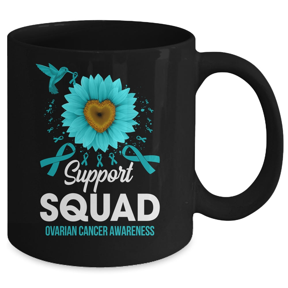 Support Squad Ovarian Cancer Awareness Sunflower Hummingbird Mug | siriusteestore