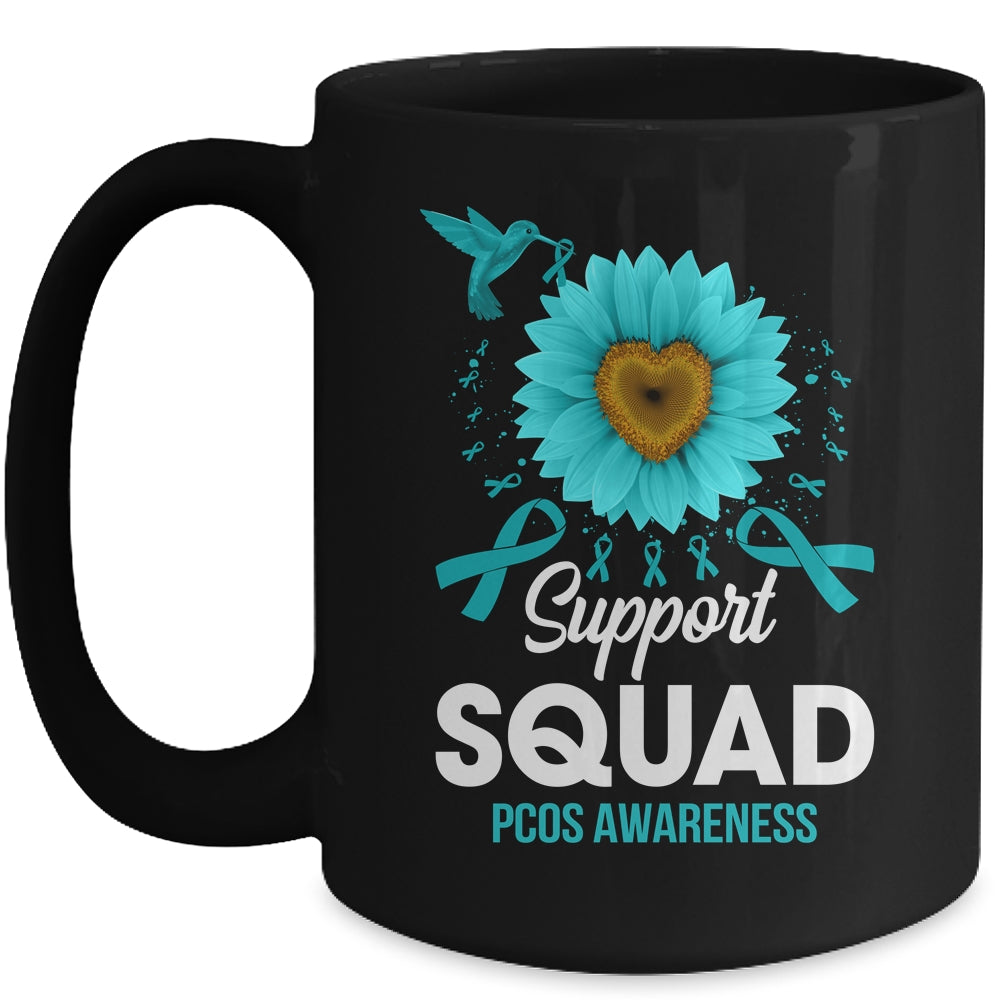 Support Squad PCOS Awareness Sunflower Hummingbird Mug | siriusteestore