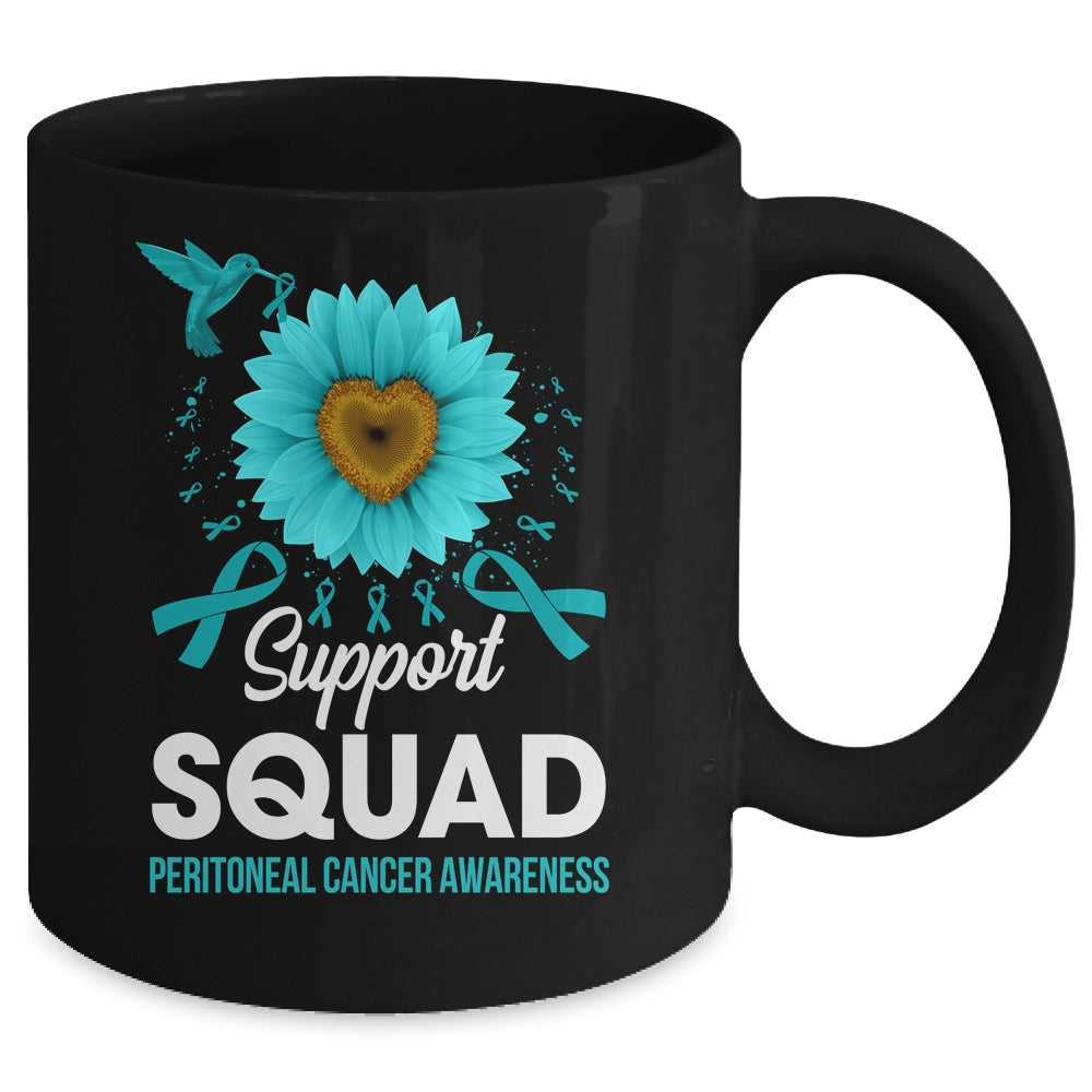 Support Squad Peritoneal Cancer Awareness Sunflower Hummingbird Mug | siriusteestore