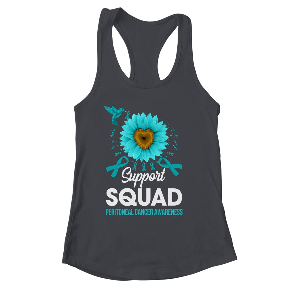 Support Squad Peritoneal Cancer Awareness Sunflower Hummingbird Shirt & Tank Top | siriusteestore