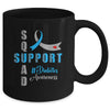 Support Squad T1d T2D Diabetes Awareness Blue Grey Ribbon Mug | siriusteestore