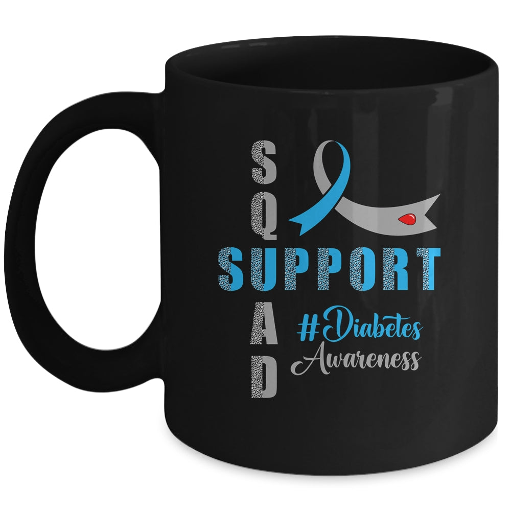 Support Squad T1d T2D Diabetes Awareness Blue Grey Ribbon Mug | siriusteestore