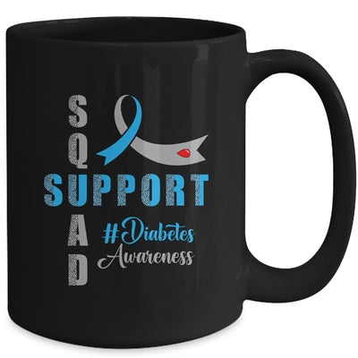 Support Squad T1d T2D Diabetes Awareness Blue Grey Ribbon Mug | siriusteestore