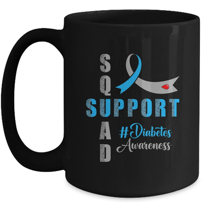 Support Squad T1d T2D Diabetes Awareness Blue Grey Ribbon Mug | siriusteestore