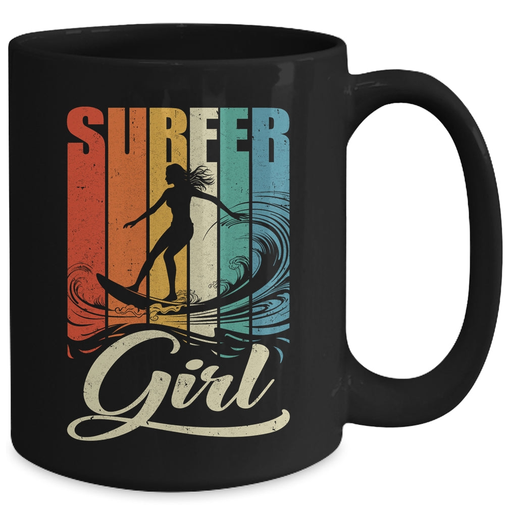 Surfer Girl Vintage Waves Surfing Trainer Surfboard Lover Mug | siriusteestore
