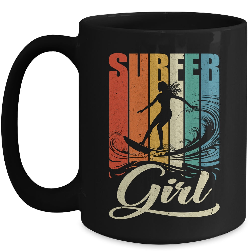 Surfer Girl Vintage Waves Surfing Trainer Surfboard Lover Mug | siriusteestore