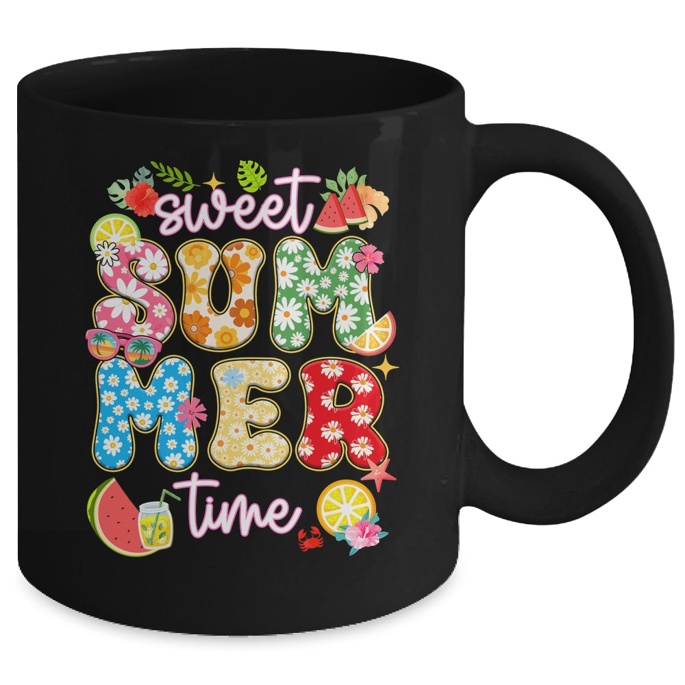 Sweet Summer Time Groovy Floral Summer Vacation Women Girls Mug | siriusteestore