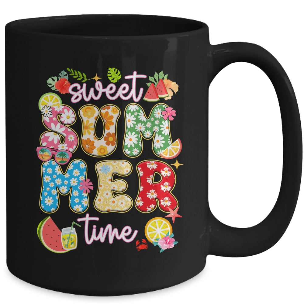 Sweet Summer Time Groovy Floral Summer Vacation Women Girls Mug | siriusteestore