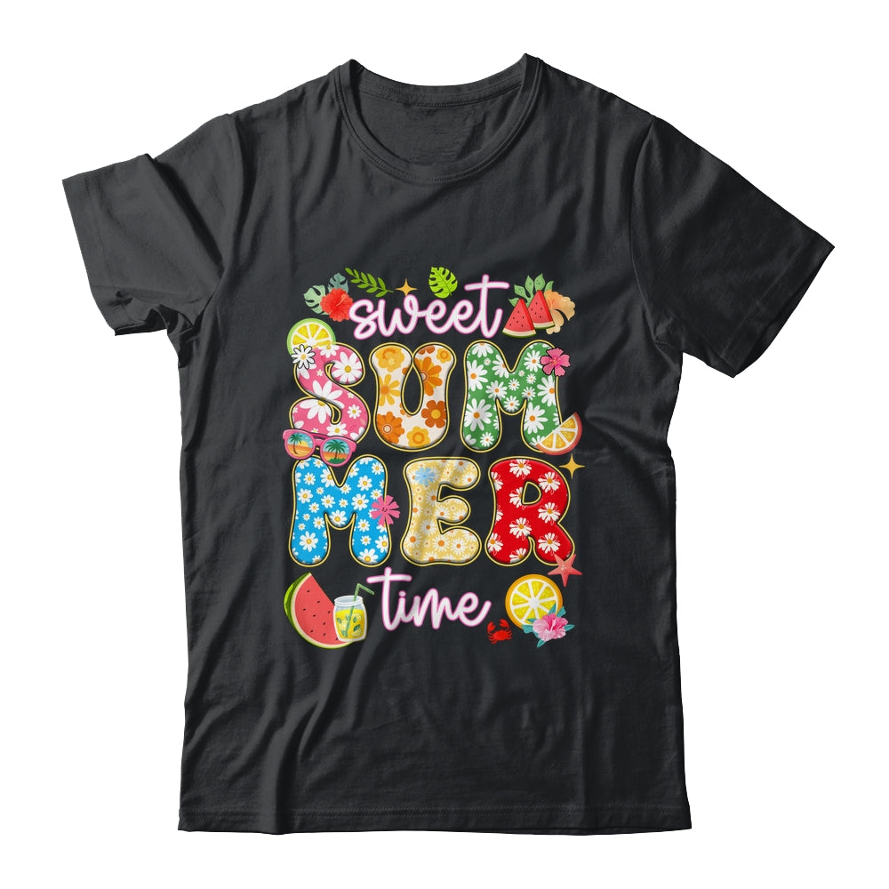 Sweet Summer Time Groovy Floral Summer Vacation Women Girls Shirt & Tank Top | siriusteestore