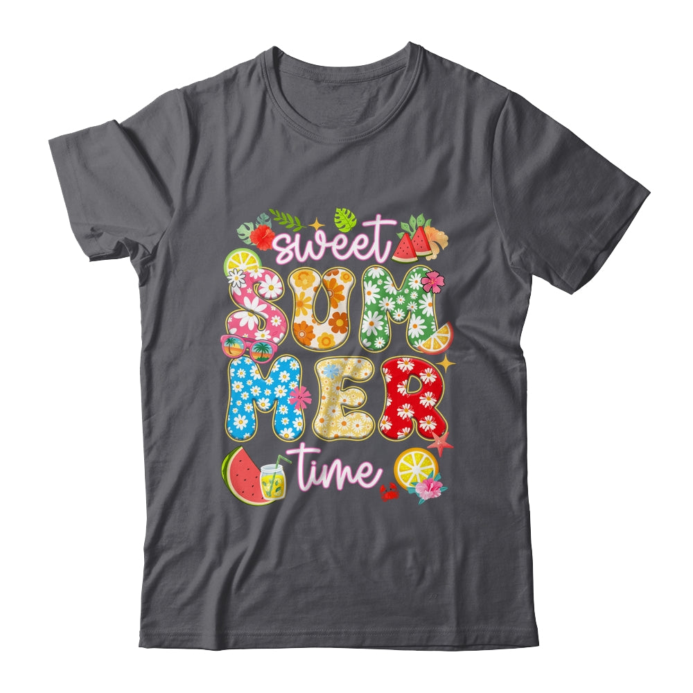 Sweet Summer Time Groovy Floral Summer Vacation Women Girls Shirt & Tank Top | siriusteestore