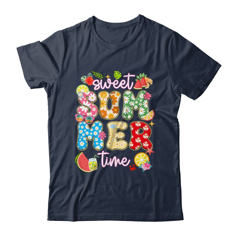 Sweet Summer Time Groovy Floral Summer Vacation Women Girls Shirt & Tank Top | siriusteestore