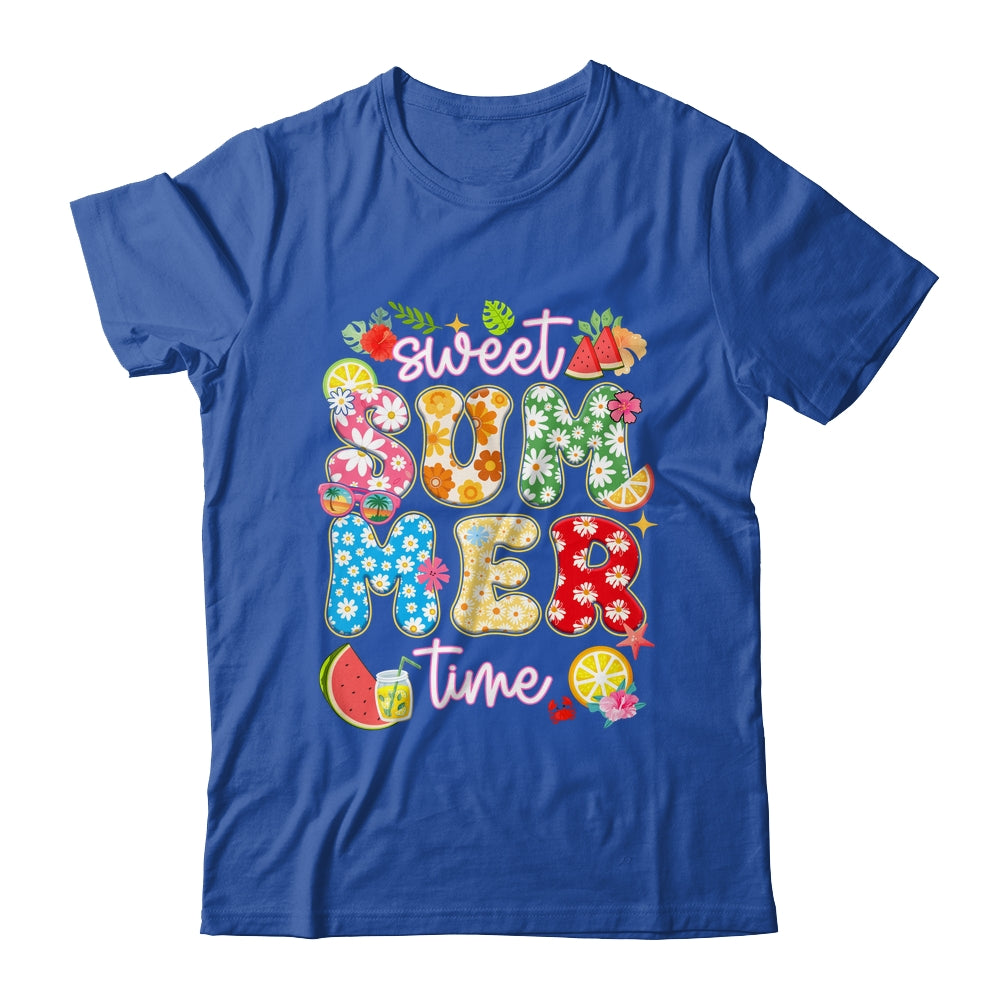 Sweet Summer Time Groovy Floral Summer Vacation Women Girls Shirt & Tank Top | siriusteestore