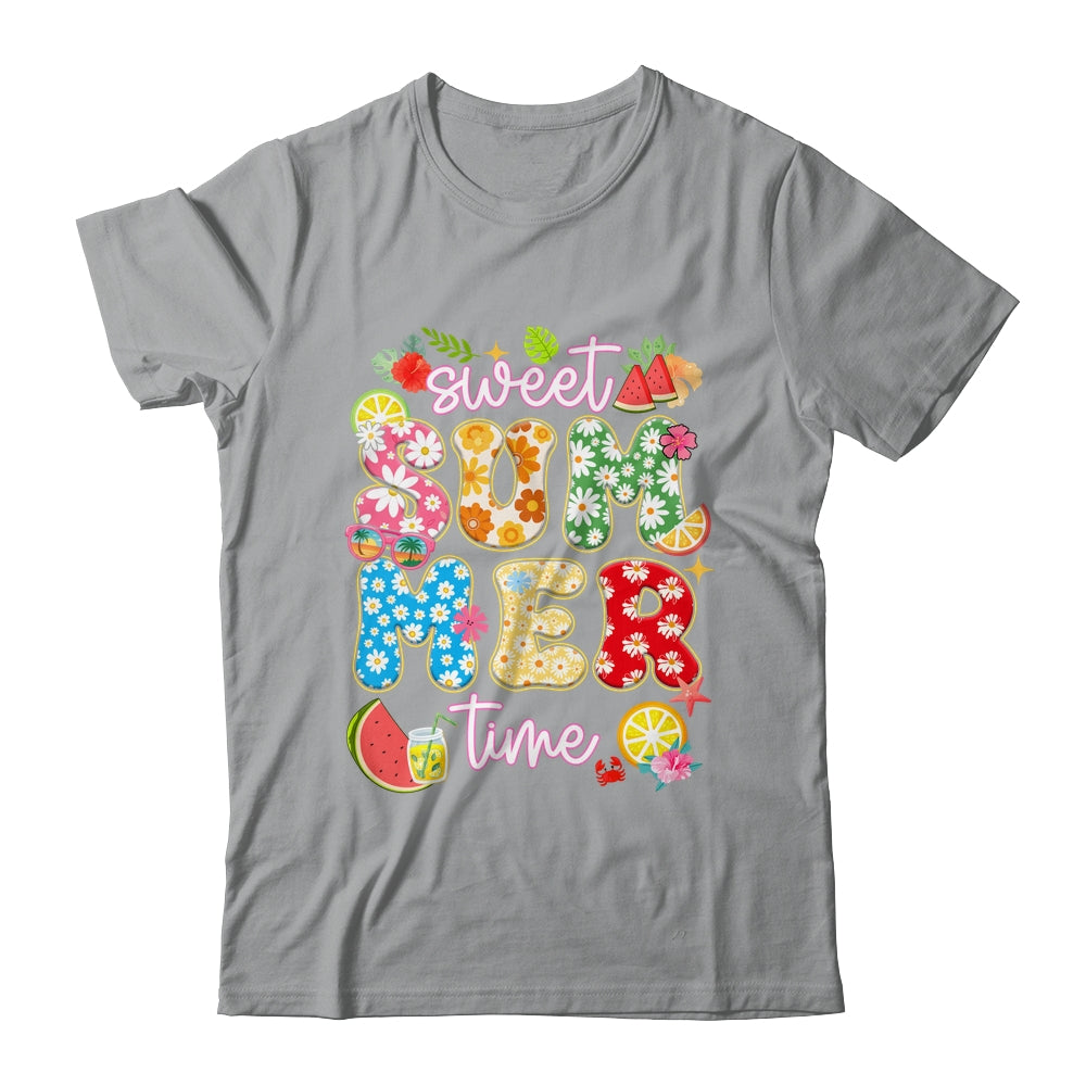 Sweet Summer Time Groovy Floral Summer Vacation Women Girls Shirt & Tank Top | siriusteestore