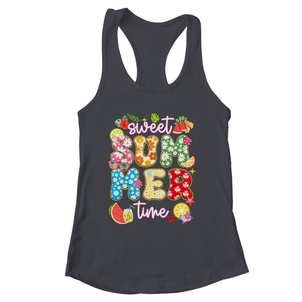 Sweet Summer Time Groovy Floral Summer Vacation Women Girls Shirt & Tank Top | siriusteestore