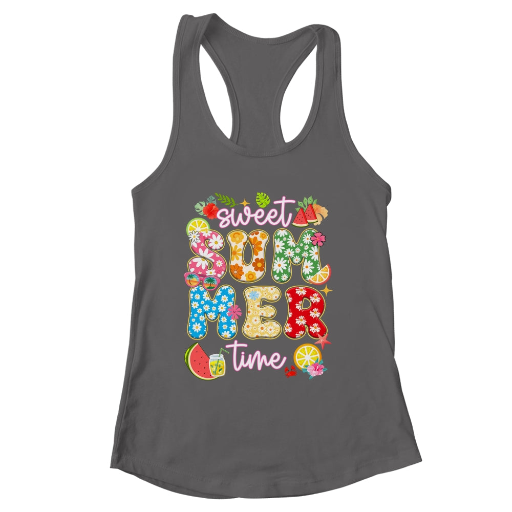 Sweet Summer Time Groovy Floral Summer Vacation Women Girls Shirt & Tank Top | siriusteestore