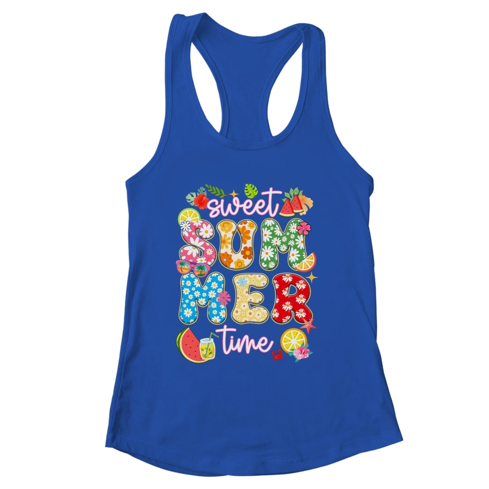 Sweet Summer Time Groovy Floral Summer Vacation Women Girls Shirt & Tank Top | siriusteestore