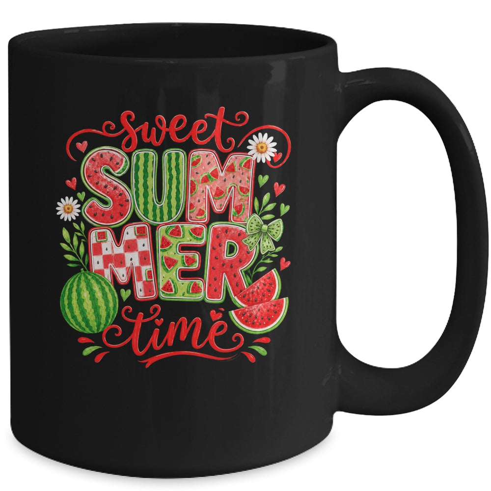 Sweet Summer Time Watermelon Vibes Coquette Bow Girls Women Mug | siriusteestore