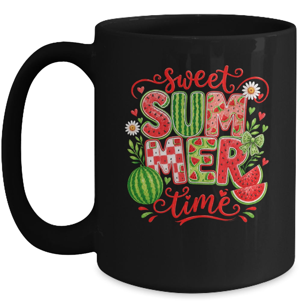 Sweet Summer Time Watermelon Vibes Coquette Bow Girls Women Mug | siriusteestore