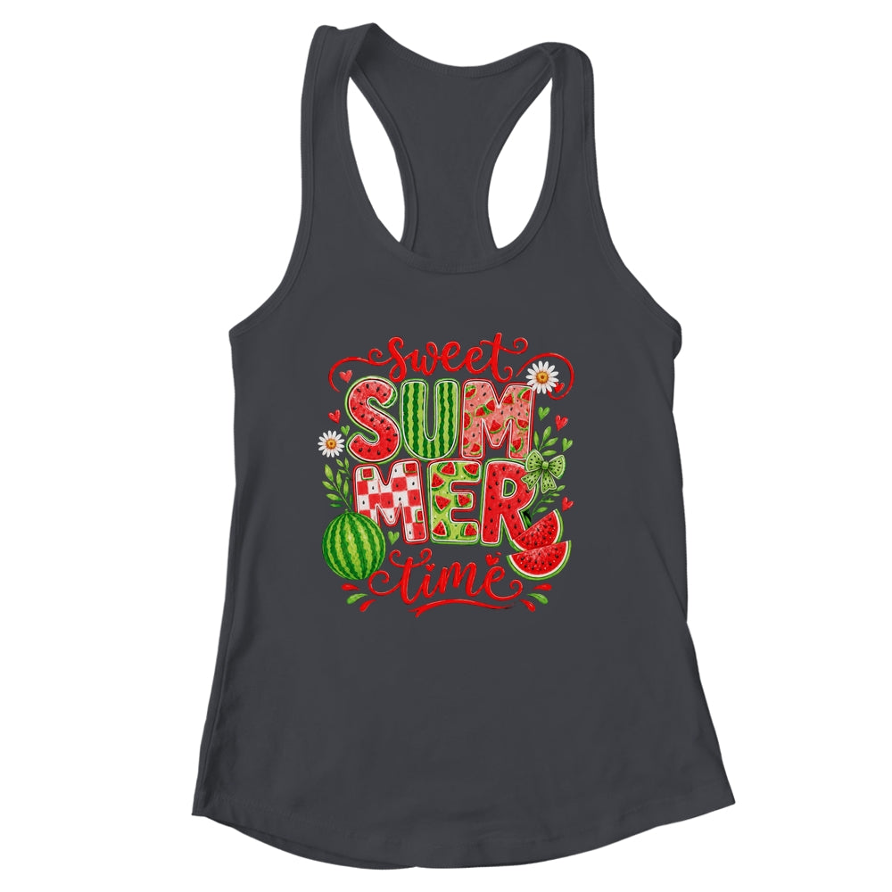 Sweet Summer Time Watermelon Vibes Coquette Bow Girls Women Shirt & Tank Top | siriusteestore