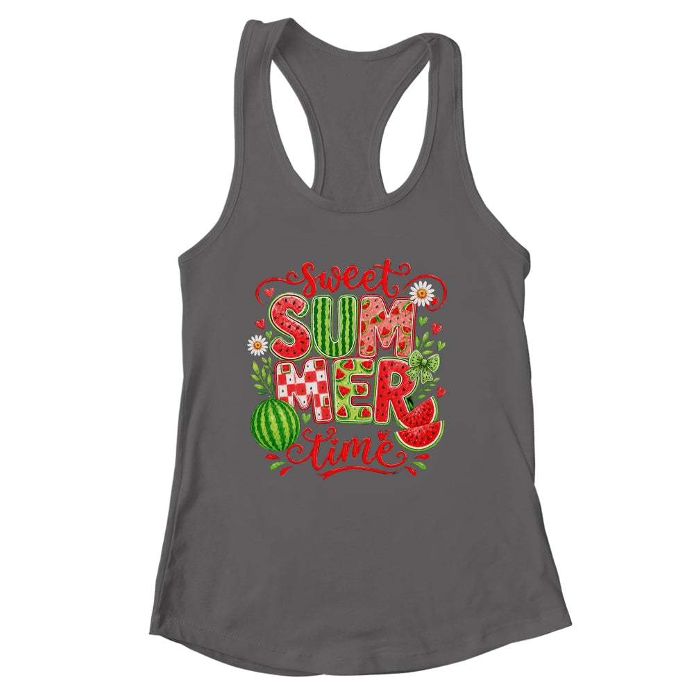 Sweet Summer Time Watermelon Vibes Coquette Bow Girls Women Shirt & Tank Top | siriusteestore