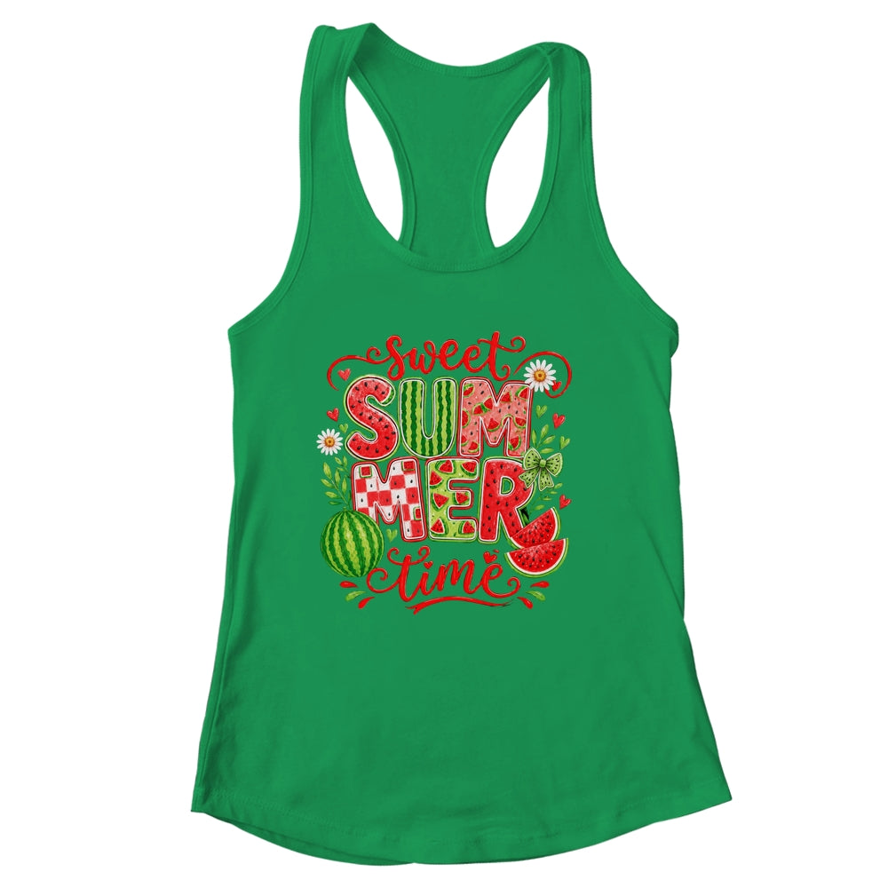 Sweet Summer Time Watermelon Vibes Coquette Bow Girls Women Shirt & Tank Top | siriusteestore