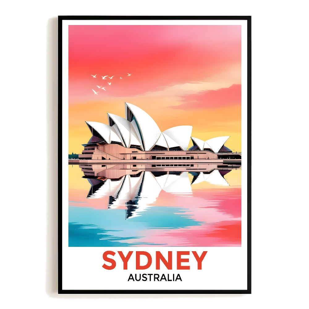 Sydney Australia Print Travel Poster Watercolor Opera House Souvenir Wall Art Landscape Painting Picture For Home Room Living Room Office Bedroom Decor Unframed | siriusteestore