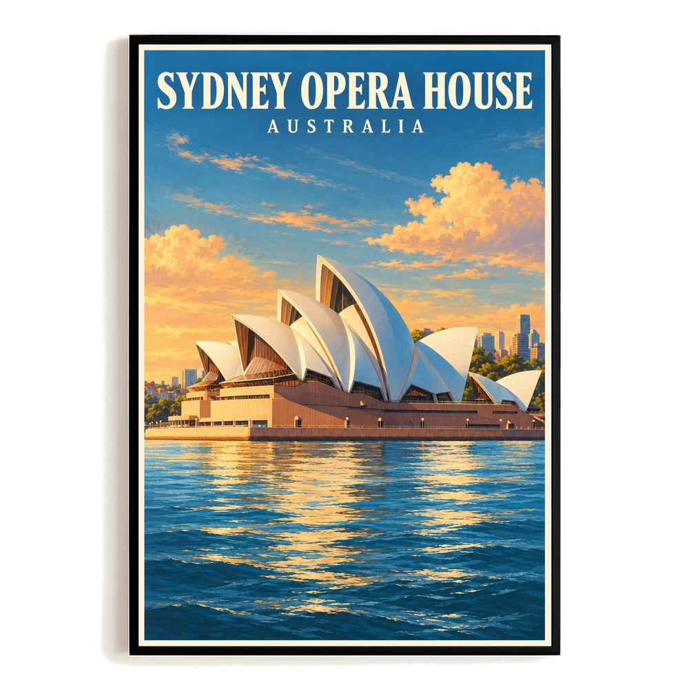 Sydney Opera House Australia Harbour Travel Poster Vintage Waterfront Landmark Wall Art Print Modern Architecture Souvenir Decor For Home Office Bedroom Gift Unframed | siriusteestore