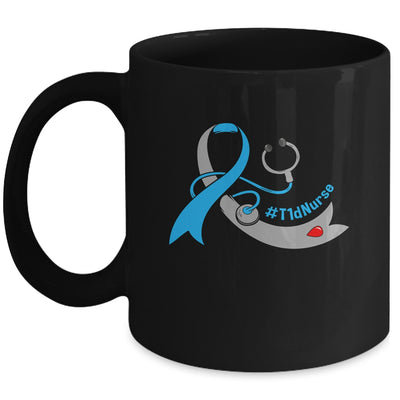 T1D Nurse Blue Ribbon Stethoscope Diabetes Awareness Mug | siriusteestore