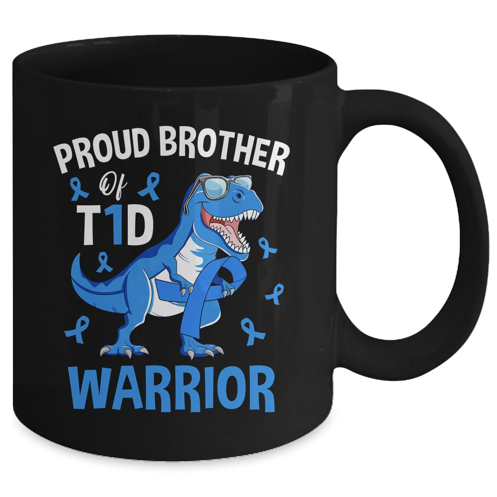 T1D Type 1 Diabetes Awareness Proud Brother Dinosaur Warrior Mug | siriusteestore