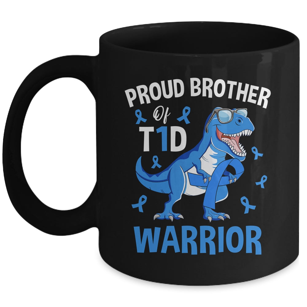 T1D Type 1 Diabetes Awareness Proud Brother Dinosaur Warrior Mug | siriusteestore
