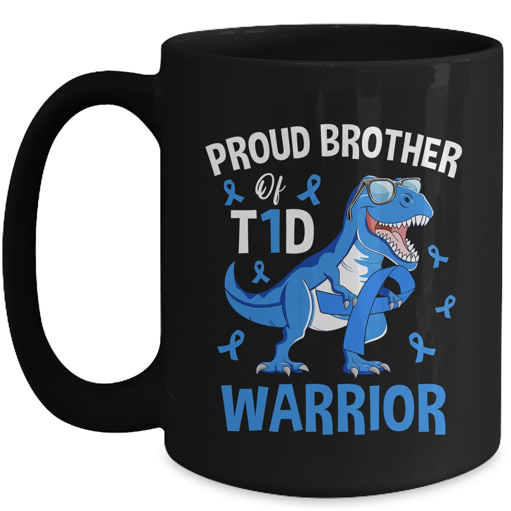 T1D Type 1 Diabetes Awareness Proud Brother Dinosaur Warrior Mug | siriusteestore