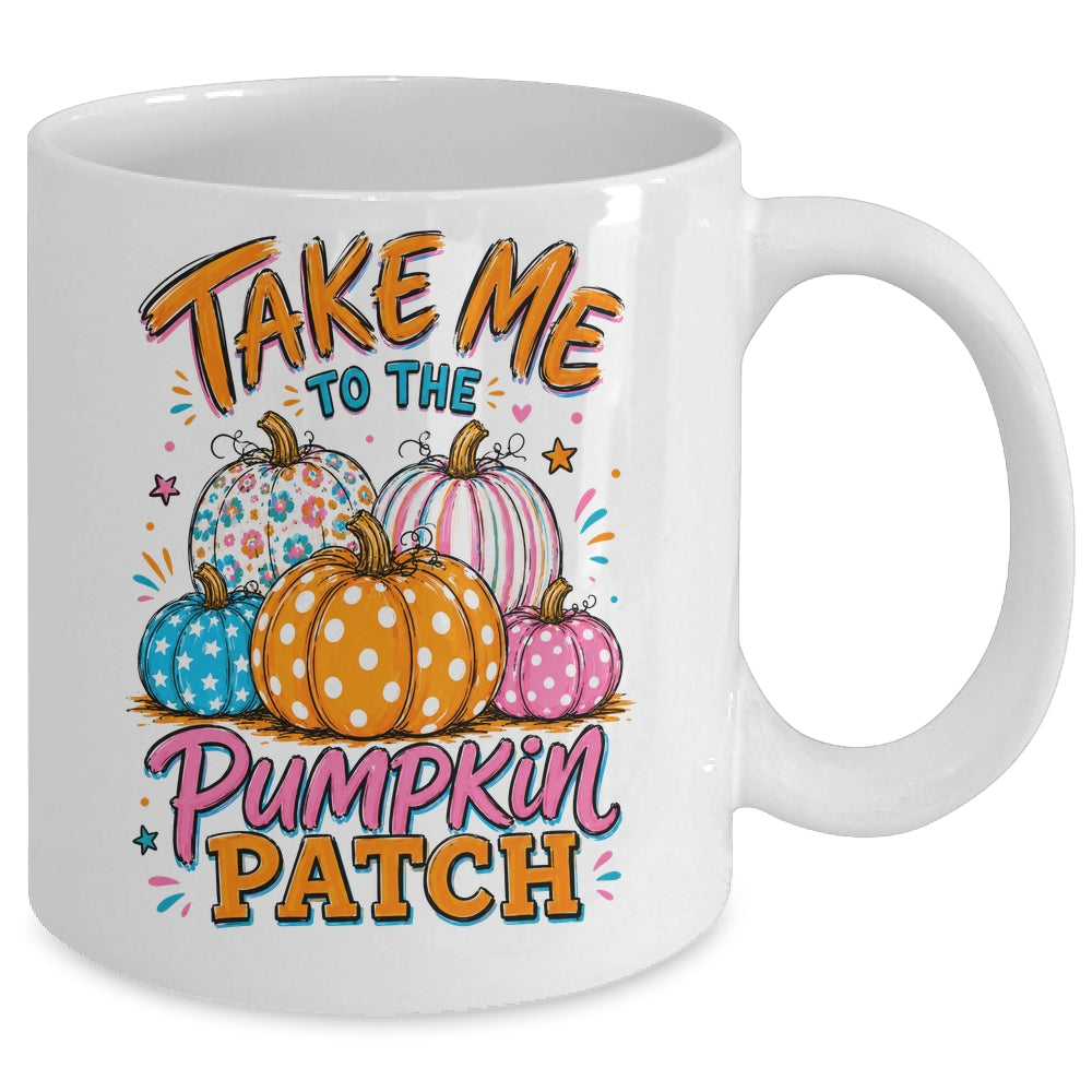 Take Me To The Pumpkin Patch Striped Fall Autumn Halloween Mug | siriusteestore
