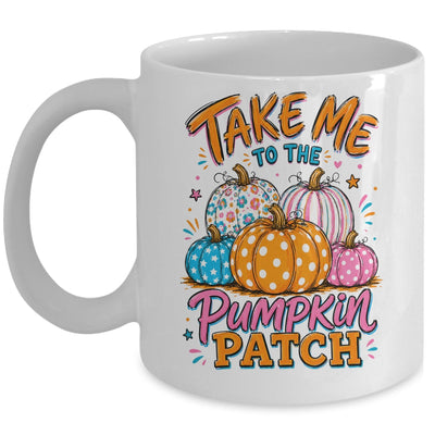 Take Me To The Pumpkin Patch Striped Fall Autumn Halloween Mug | siriusteestore