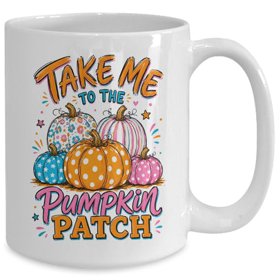 Take Me To The Pumpkin Patch Striped Fall Autumn Halloween Mug | siriusteestore