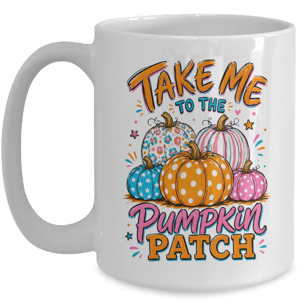 Take Me To The Pumpkin Patch Striped Fall Autumn Halloween Mug | siriusteestore