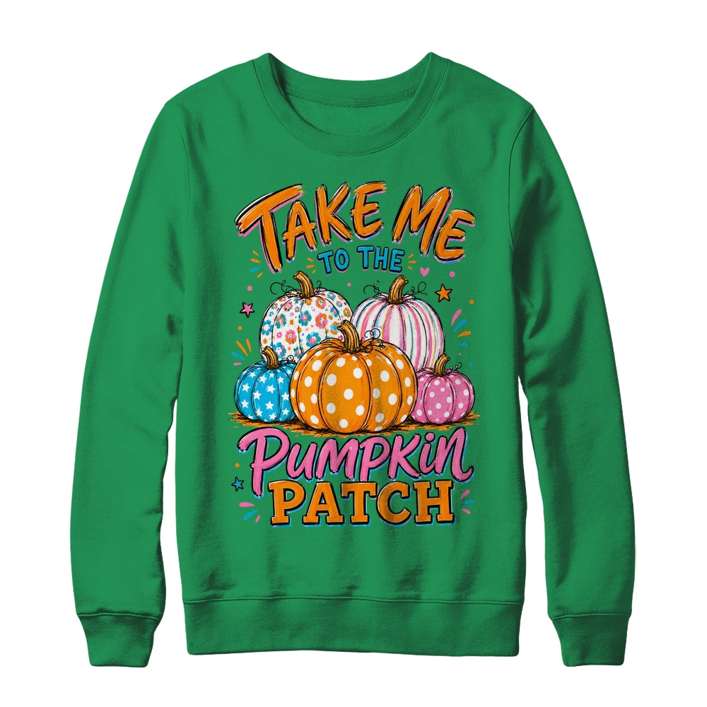 Take Me To The Pumpkin Patch Striped Fall Autumn Halloween Shirt & Sweatshirt | siriusteestore