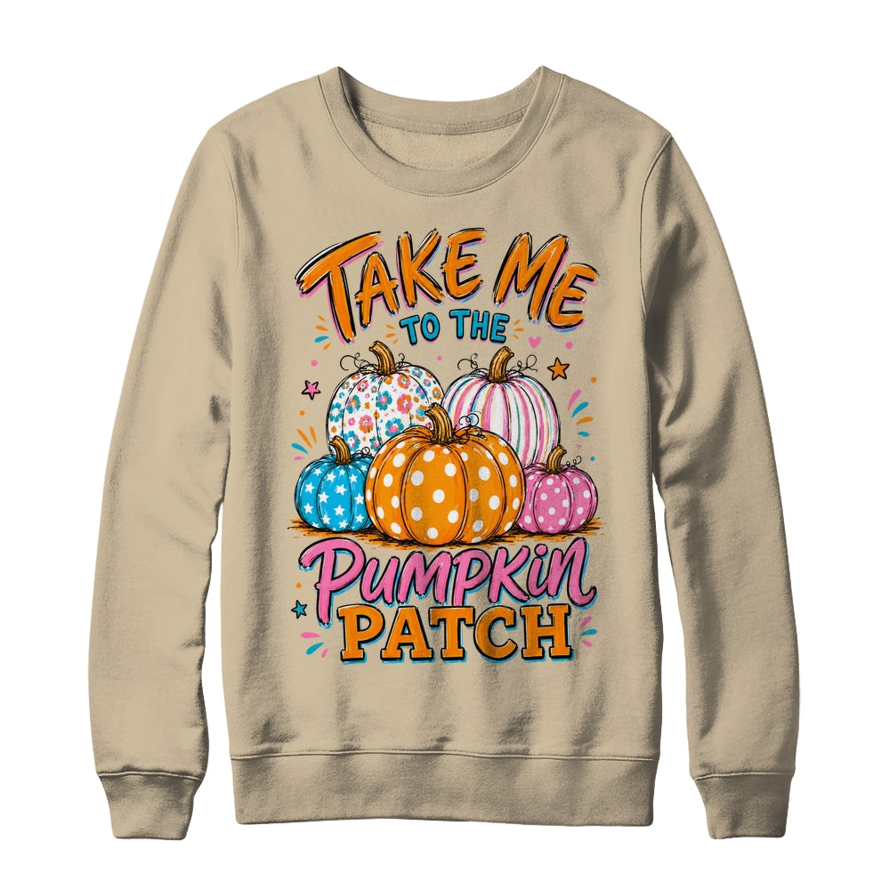 Take Me To The Pumpkin Patch Striped Fall Autumn Halloween Shirt & Sweatshirt | siriusteestore
