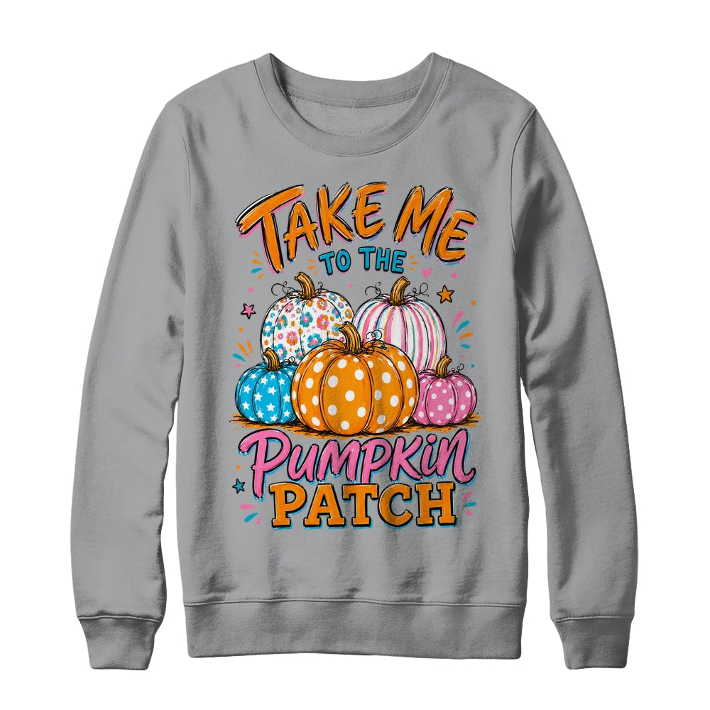 Take Me To The Pumpkin Patch Striped Fall Autumn Halloween Shirt & Sweatshirt | siriusteestore