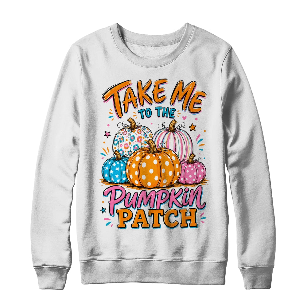 Take Me To The Pumpkin Patch Striped Fall Autumn Halloween Shirt & Sweatshirt | siriusteestore
