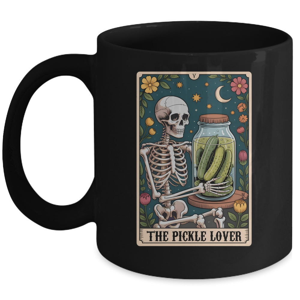 Tarot Pickle Lover Pickles Foodie Skeleton Tarot Card Funny Mug | siriusteestore