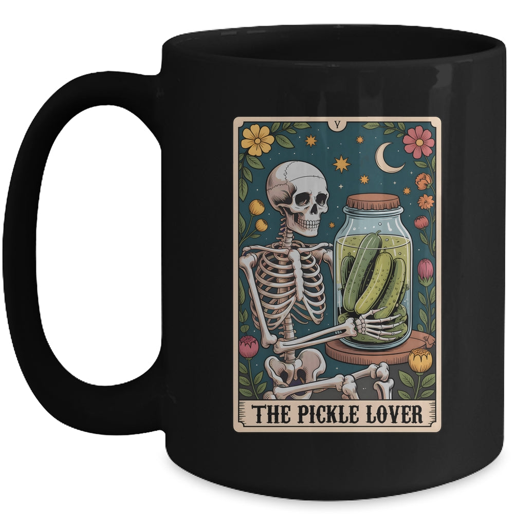 Tarot Pickle Lover Pickles Foodie Skeleton Tarot Card Funny Mug | siriusteestore