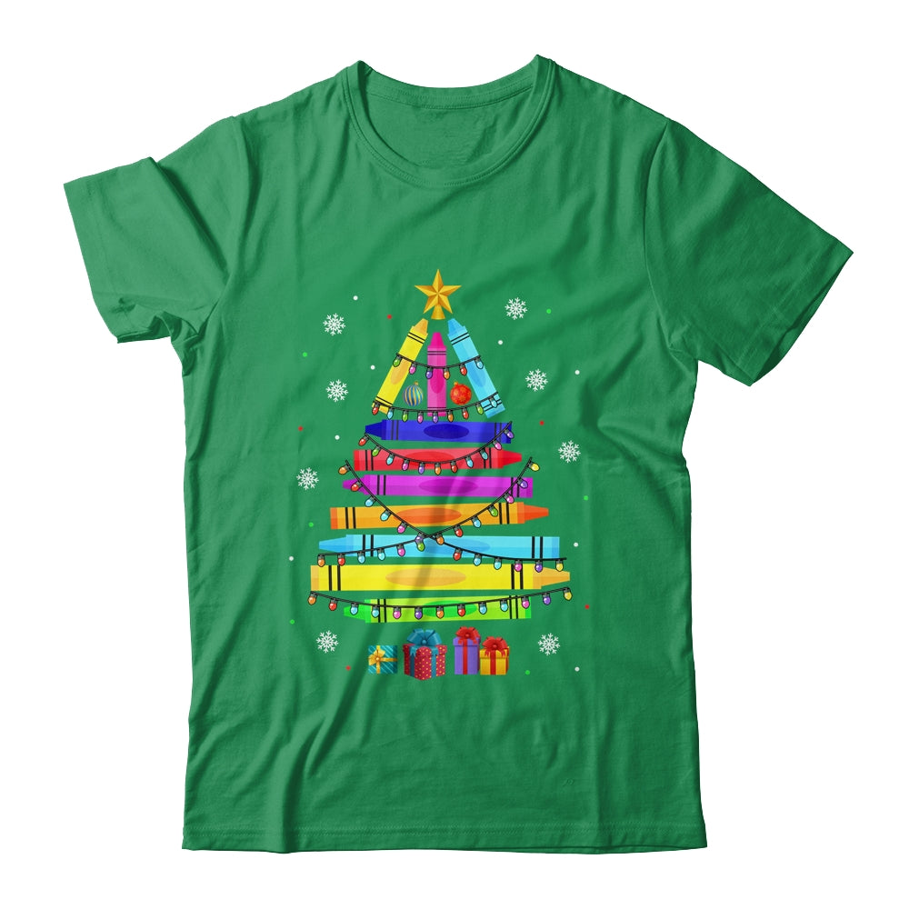 Teacher Christmas Xmas Crayon Tree Light Kids Student Shirt & Sweatshirt | siriusteestore