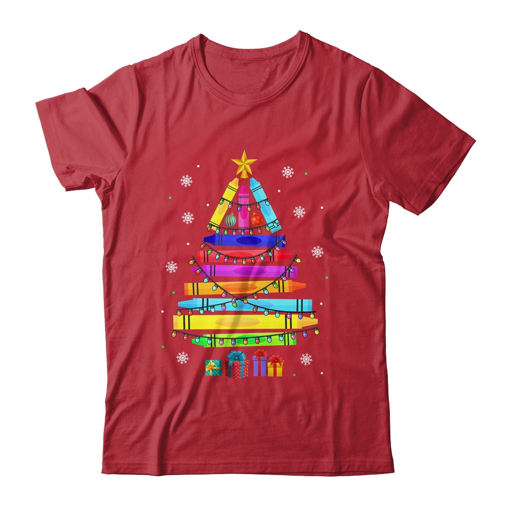 Teacher Christmas Xmas Crayon Tree Light Kids Student Shirt & Sweatshirt | siriusteestore
