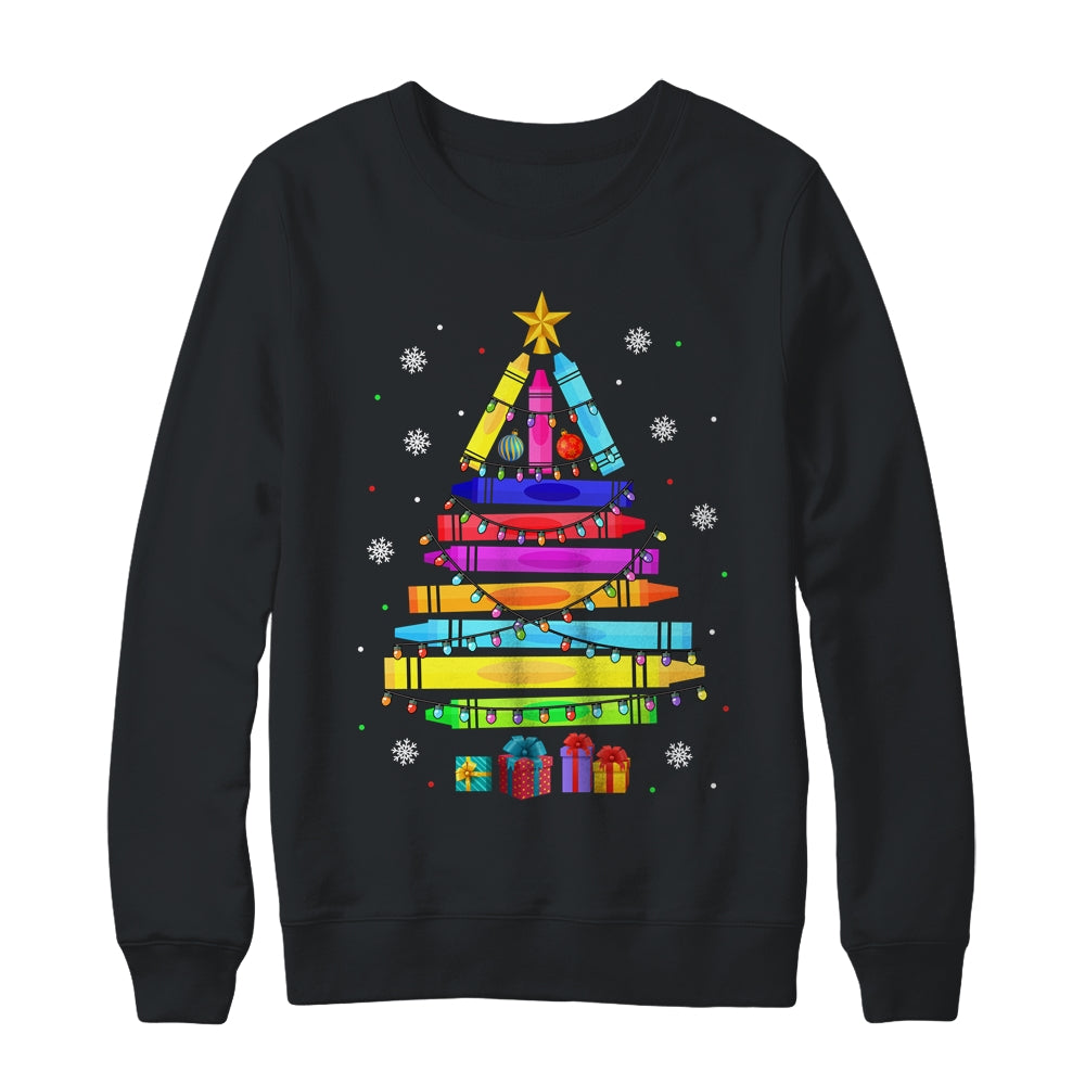 Teacher Christmas Xmas Crayon Tree Light Kids Student Shirt & Sweatshirt | siriusteestore
