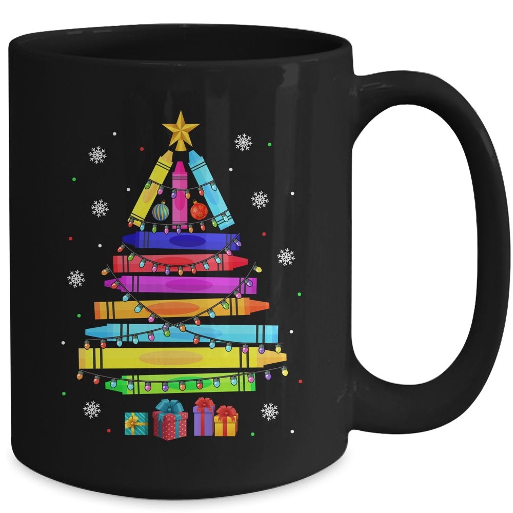 Teacher Christmas Xmas Crayon Tree Light Kids Student Mug | siriusteestore