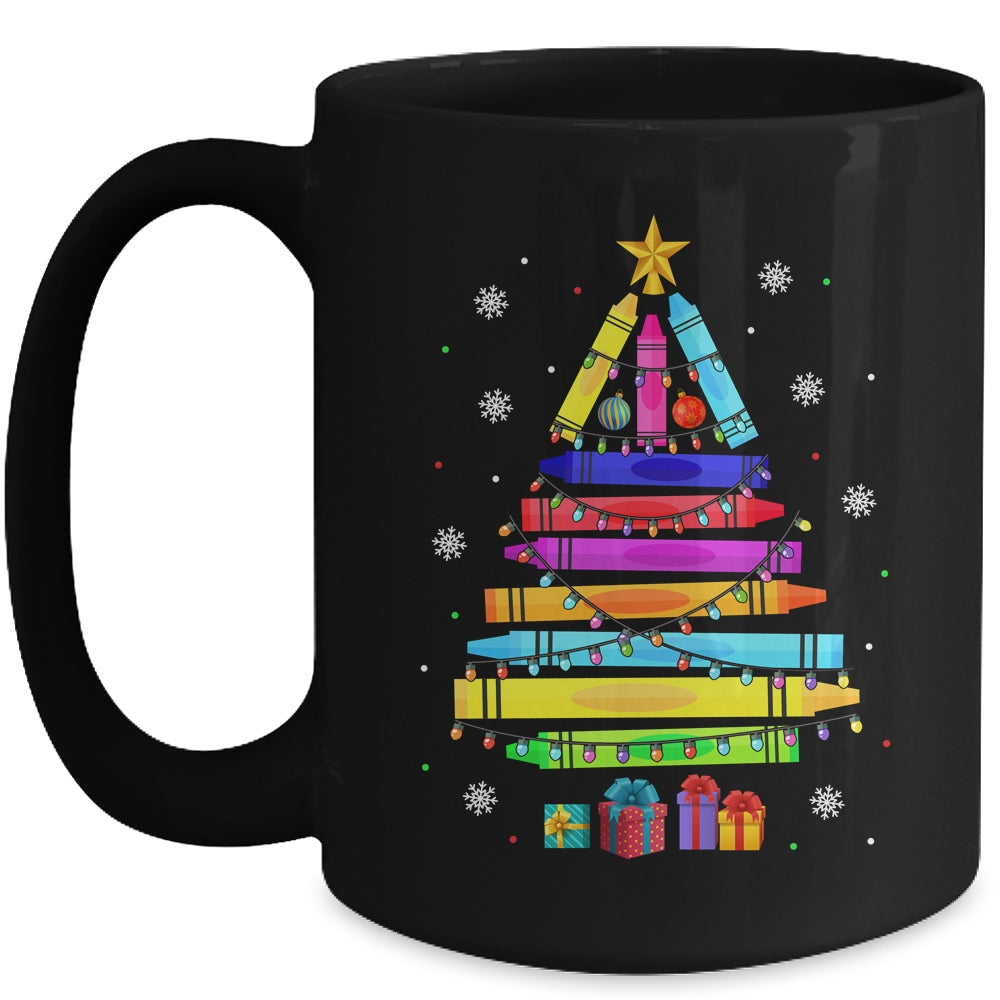 Teacher Christmas Xmas Crayon Tree Light Kids Student Mug | siriusteestore