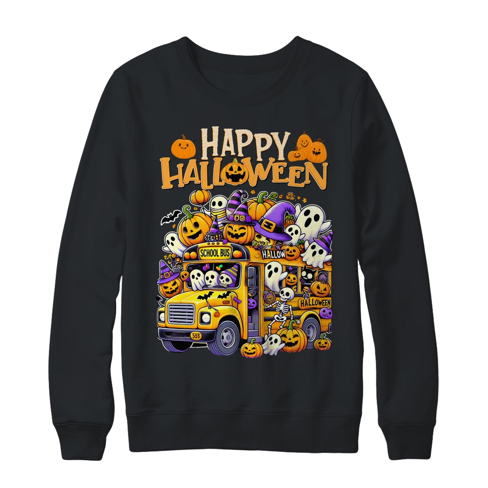 Teacher Halloween School Bus Driver Cute Ghost Witch Party Shirt & Sweatshirt | siriusteestore