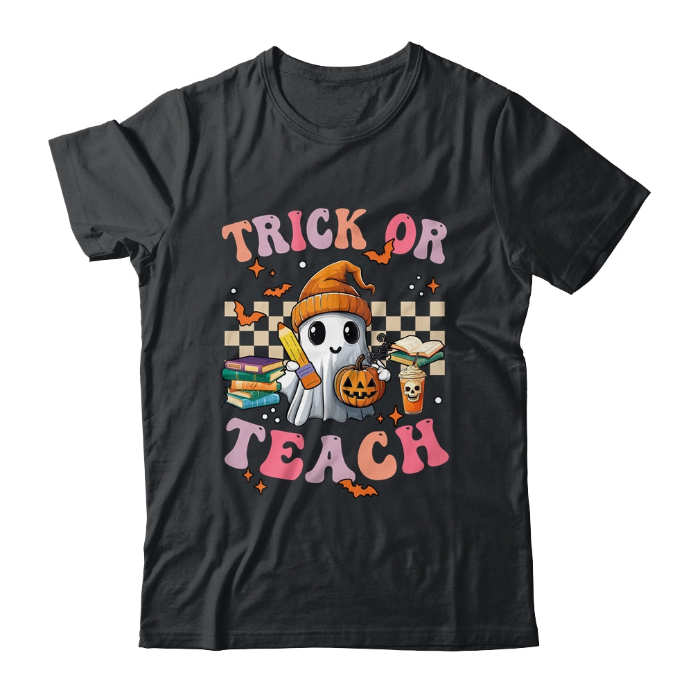 Teacher Halloween Trick Or Teach Cute Ghost Coffee Pumpkins Shirt & Sweatshirt | siriusteestore